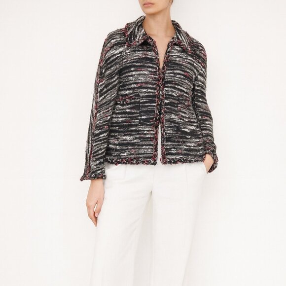 Chanel black red white tweed blazer size 48 - Picture 1 of 11